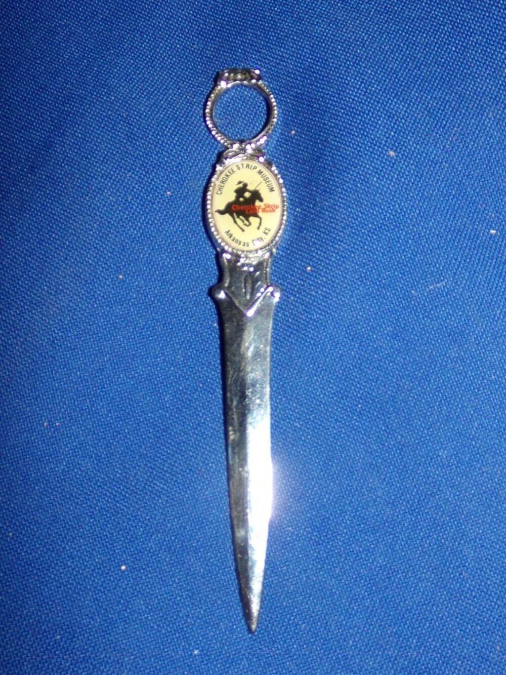 Vintage Cherokee Strip Land Rush Museum Metal Letter Opener - Arkansas City, KS